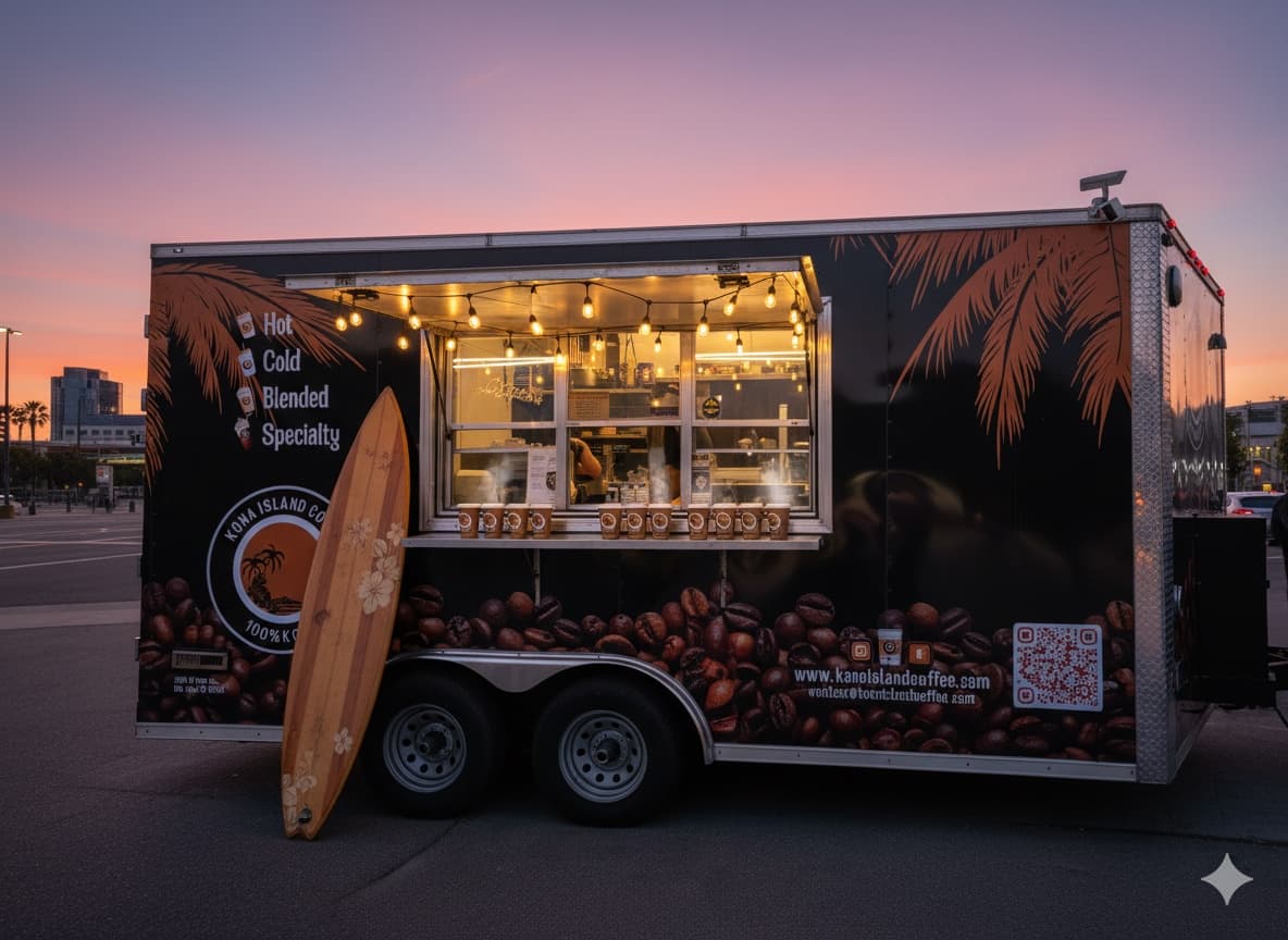 Kona Island Coffee truck at a Bay Area location