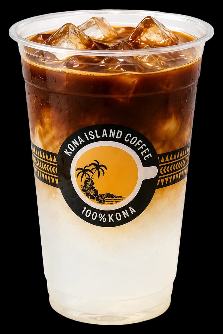 An Island Coco Refresher, espresso layered over coconut water and ice.